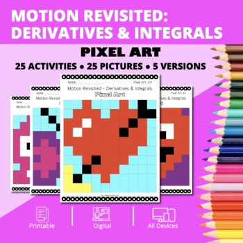 Preview of Valentine's Day: Motion Along a Line Revisited Pixel Art Activity