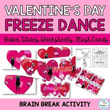 Preview of Valentine's Day Movement, Freeze Dance, Brain Break, Exercise, Activity