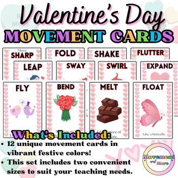 Preview of Valentine's Day Movement Cards - Activity for Dance, PE, Transitions