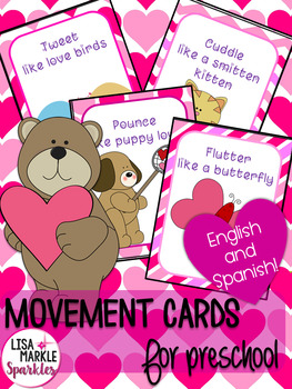 Preview of Valentine's Day Movement Cards for Preschool and Brain Break Transition Activity