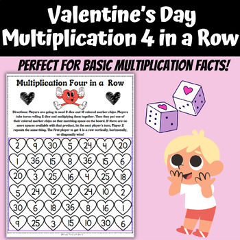 Preview of Valentine's Day Multiplication 4 in a Row |Math Fact Game |Multiplication Center