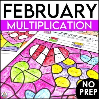 Preview of Valentine's Day Multiplication Color By Number - Math Facts Coloring Pages
