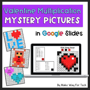 Preview of Valentines Day Multiplication Color by Number | Google Slides Valentines Day
