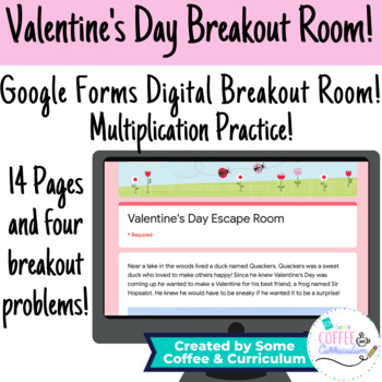 Preview of Valentine's Day Multiplication Digital Breakout Room (Escape Room) Google Form
