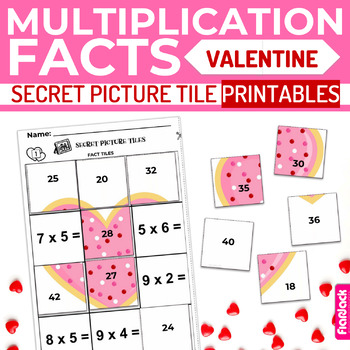 Preview of Valentine's Day Multiplication Facts Secret Picture Tile Printables