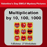 Multiplication by 10, 100, 1000 - Valentine's Math Mystery