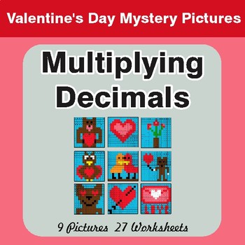 Valentine's Day: Multiplying Decimals - Color-By-Number Math Mystery Pictures
