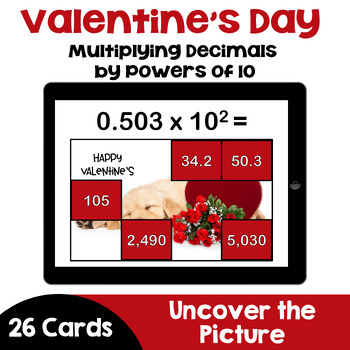 Preview of Valentine's Day Multiplying Decimals by Powers of 10 Boom Cards