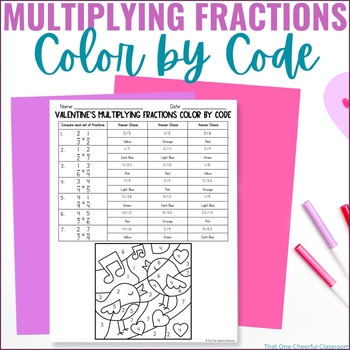 Preview of Valentine's Day Multiplying Fractions Color by Number Activity