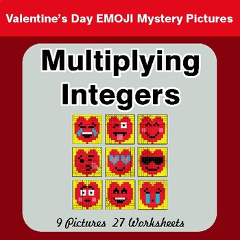Valentine's Day: Multiplying Integers - Color-By-Number Math Mystery Pictures