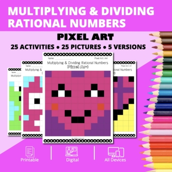 Preview of Valentine's Day: Multiplying and Dividing Rational Numbers Pixel Art Activity