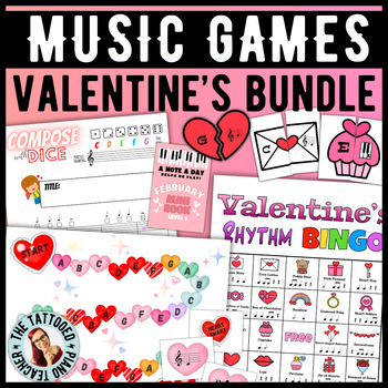 Preview of Valentine's Day Music Activities Bundle | Rhythm Notes Intervals Chords Compose