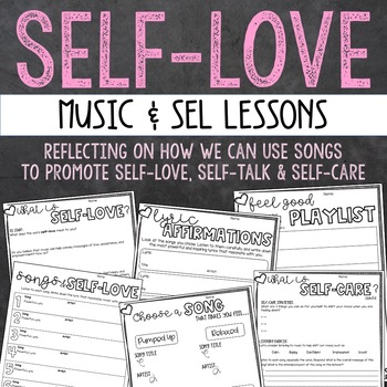 Preview of Valentine's Day Music Activities: Self-Love and Social Emotional Learning Tasks