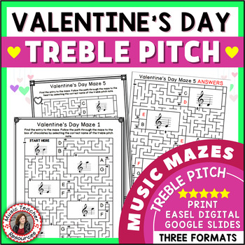 Valentine S Day Music Activities Treble Notes Music Maze Puzzles