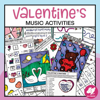 Preview of Valentine's Day Music Activities, Worksheets, and Color by Note Pages