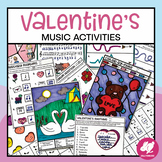 Valentine's Day Music Activities, Worksheets, and Color by