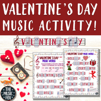 Preview of Valentine's Day Music Activity! Valentine's Day Word Letter/Note Fill-Ins