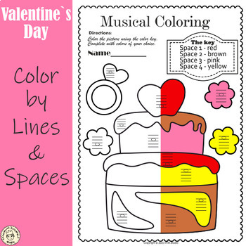 Preview of Valentine`s Day Music Coloring Pages | Color by Lines and Spaces