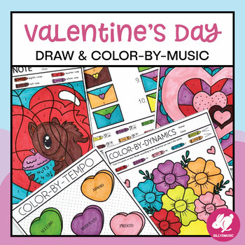 Preview of Valentine's Day Music Coloring Pages: Color by Note