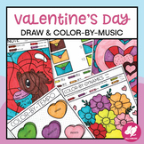 Valentine's Day Music Coloring Pages: Color by Note