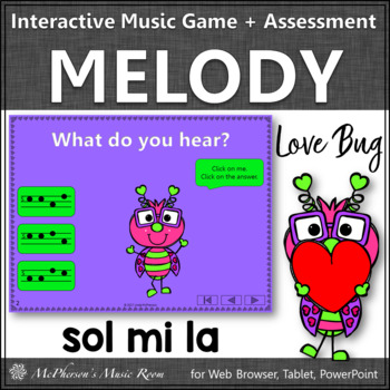Preview of Valentine’s Day Music | Sol Mi La Interactive Solfege Game + Assessment Love Bug