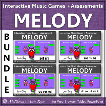 Preview of Valentine’s Day Music | Interactive Solfege Games + Assessments Love Bug Bundle