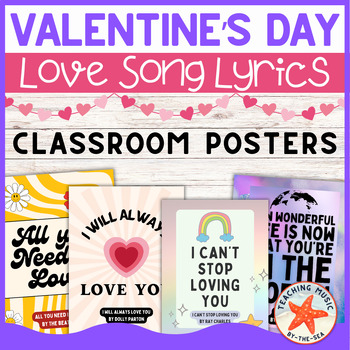 Preview of Valentine's Day Music Lyric Posters | Love Songs Valentine's Music Class Decor