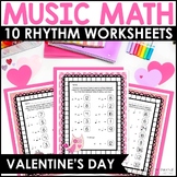 Valentine's Day Music Math Rhythm Worksheets for Piano Les
