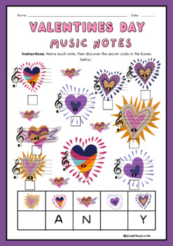 Preview of Valentine's Day Music Note Puzzle: Middle C to Treble G
