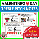Valentine's Day Music Activities - Treble Clef Notes Works