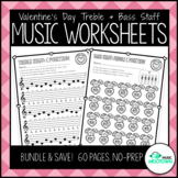 Valentine's Day Music Worksheets - Treble and Bass Staff Bundle!