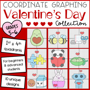 Preview of Valentine's Day Mystery Pictures Coordinate Graphing