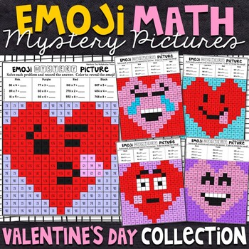 Preview of Valentine's Day Mystery Pictures |Valentine’s Day Multiplication Color by Number
