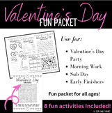 Valentine’s Day NO PREP Activity Pack- 8 Activities included
