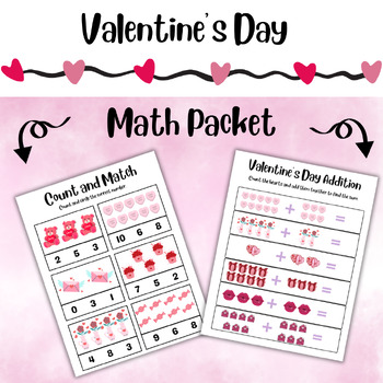 Preview of Valentine's Day NO PREP Math Skills Activity Packet | February | Kindergarten