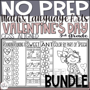 Preview of Valentine's Day NO PREP Math and ELA