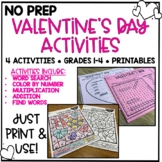 Valentine's Day NO PREP Printables {4 ELA & Math Activitie