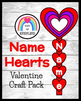 Preview of Valentine's Day Name Craft Hearts Activity for Literacy Centers and Parent Gift