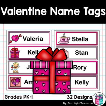 Preview of Valentine's Day Desk Name Tags - Editable
