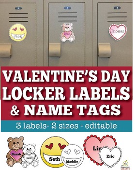 Preview of Valentine's Day Name Tags & Editable Locker Labels