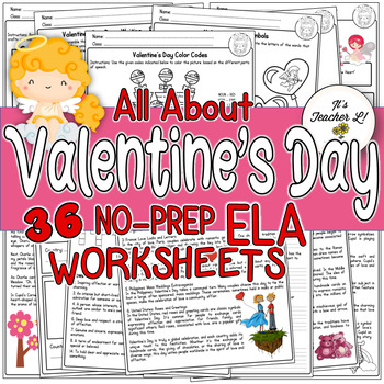 Preview of Valentine's Day ELA Worksheets (4th|5th|6th) | EASEL | GOOGLE SLIDES | DIGITAL