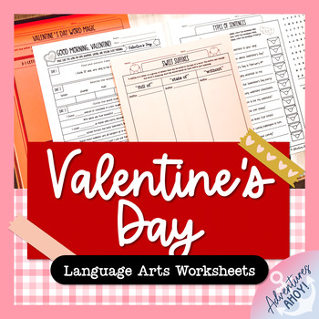 Preview of Valentine's Day No Prep Language Arts Worksheets FREEBIE