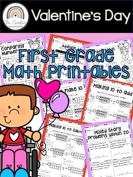 Preview of Valentine's Day No Prep Math | February Math Packet: 1st Grade | Standards Based