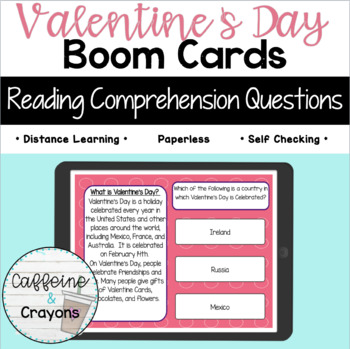 Preview of Valentine's Day Nonfiction Reading Comprehension:  Boom Cards
