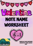 Valentine's Day Note Name Worksheet