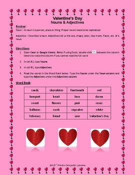 Preview of Valentine's Day Nouns & Adjectives Freebie
