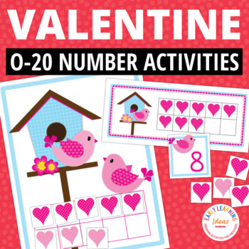 Preview of Valentine's Day Math Centers Preschool & Kindergarten Number 1-20 Activities
