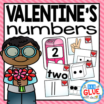 Preview of Valentine's Day Math Centers | Matching Numbers to Quantities | Subitizing Cards