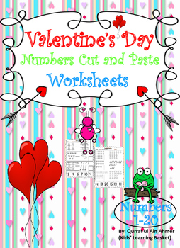 Valentine's Day Numbers Cut and Paste Worksheets: