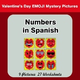 Valentine's Day: Numbers in Spanish - Math Mystery Picture